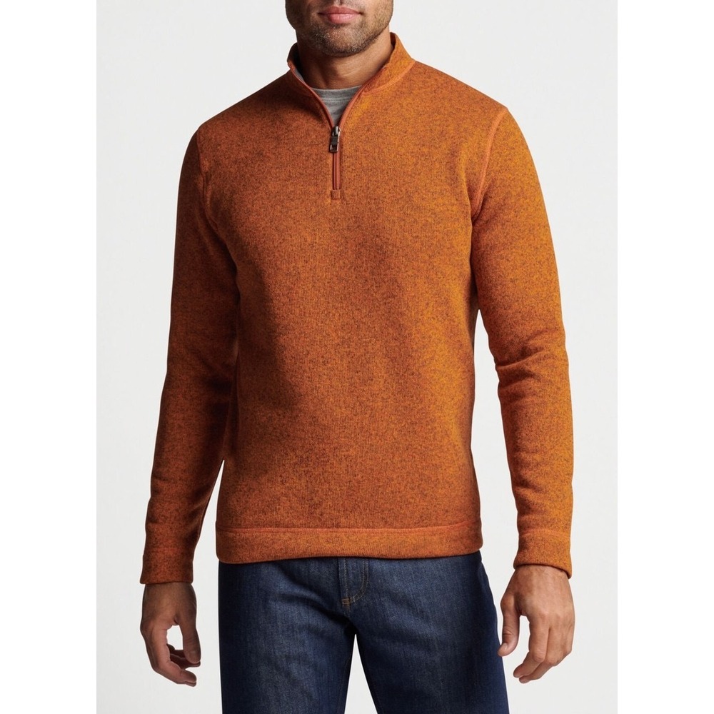 Peter Millar Crown Fleece 1/4 Zip Pullover Men XL Squash Orange Performance Golf